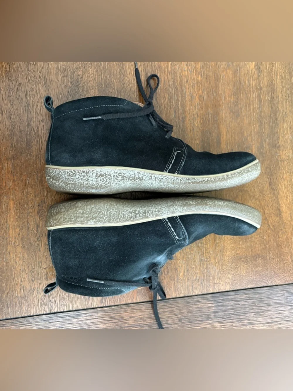 Ecco Crepetray Black Suede Lace Up Chukka Ankle Boots Men's EU 39/US 5-5.5